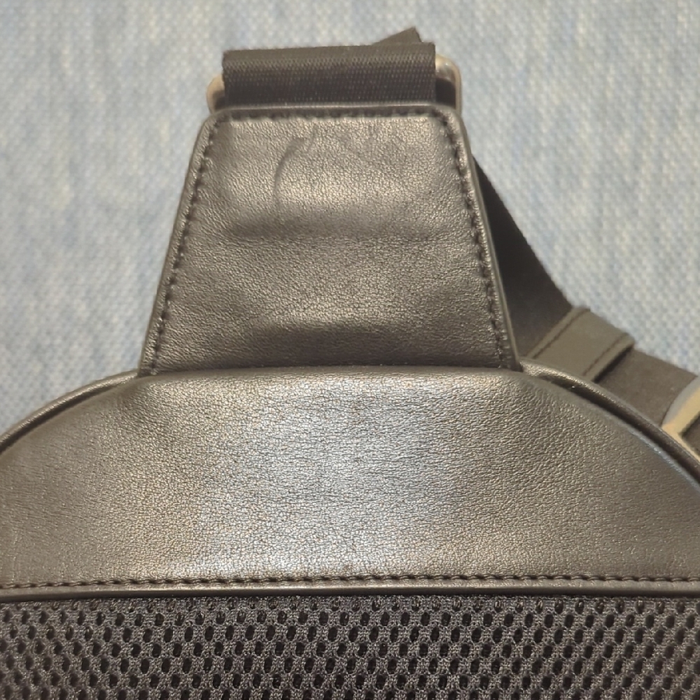 Men's Black Crossbody Sling Bag with Blue and White Stripe - Picture 6 of 8